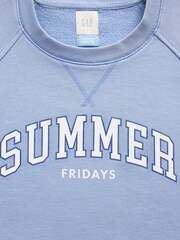Gap X Summer Fridays Blue Oversized Raglan Logo Sweatshirt - Image 7 of 8