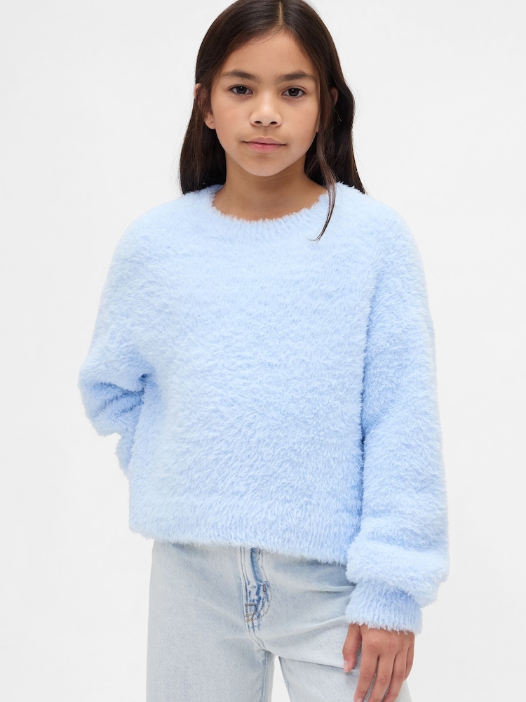 Gap Blue Eyelash Crew Neck Jumper (4-13yrs) - Image 1 of 5 Gap Blue Eyelash Crew Neck Jumper (4-13yrs) - Image 1 of 5