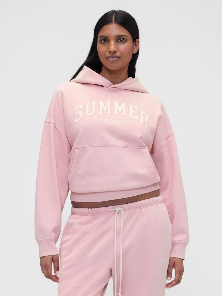 Gap Pink Summer Fridays Heavyweight Oversized Logo Hoodie - Image 1 of 6
