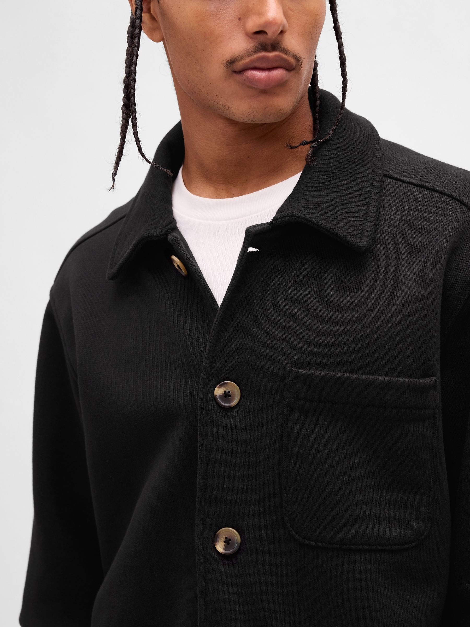 Buy Gap Black French Terry Chore Jacket from Next Romania