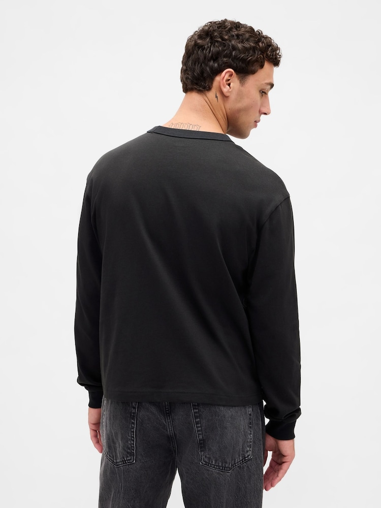 Gap Black Logo Long Sleeve T-Shirt - Image 2 of 4