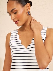 Love & Roses Ivory Stripe Scallop Scoop Neck Jersey Vest - Image 2 of 4