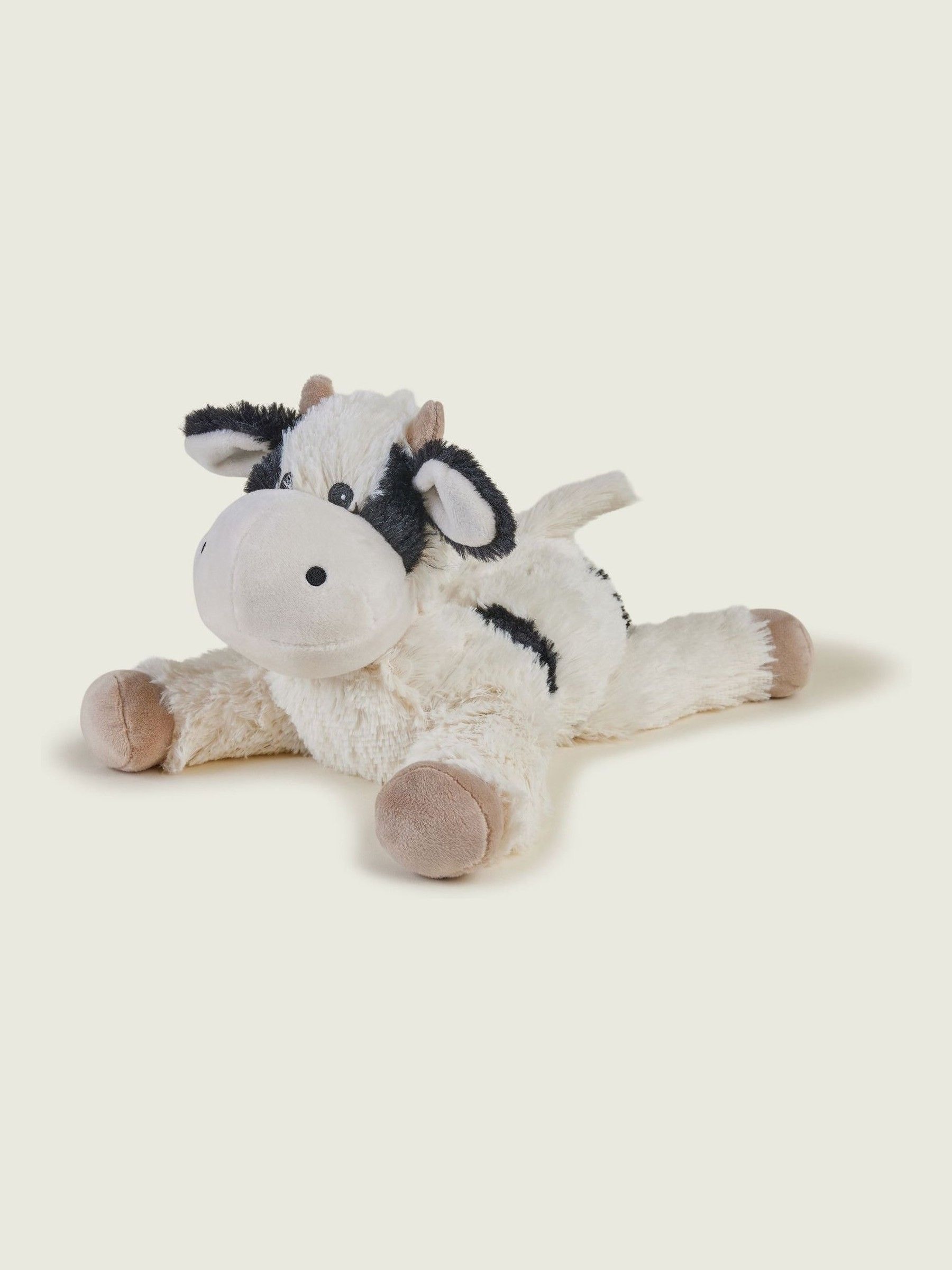 Warmies Unisex White And Brown Large Laying Cow Fully Heatable Soft Toy - Image 1