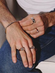 The Diamond Store White Men's 0.25ct Round Cut Lab Diamond Signet Ring in Sterling Silver - Image 6 of 6