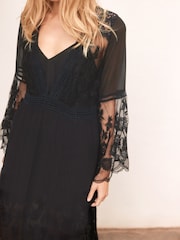 Rockett St George Black Lace Detail Maxi Dress - Image 4 of 6