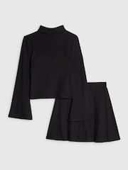 River Island Black Girls Cosy Long Sleeve Top and Skort Set - Image 2 of 5