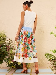 Love & Roses Blue Printed Maxi Skirt - Image 2 of 4