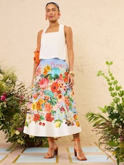 Love & Roses Blue Printed Maxi Skirt - Image 3 of 4