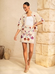 Love & Roses Floral Embroidered Skirt - Imaginea 2 din 4