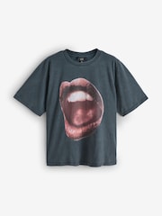Rockett St George Grey Lips Graphic T-Shirt - Image 1 of 3