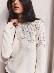 BHOEM Virkad Stickad Romantisk Ecru Jumper - Bild 3 av 4