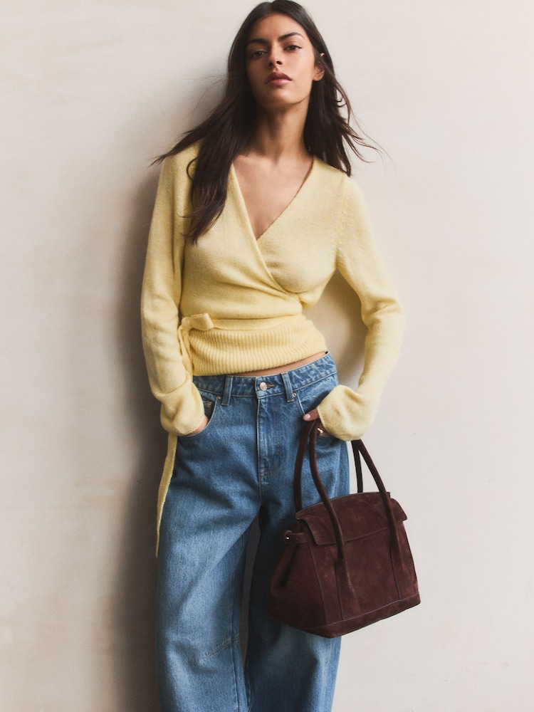 BHOEM Yellow Wrap Knit Cardigan - Imagen 1 de 4