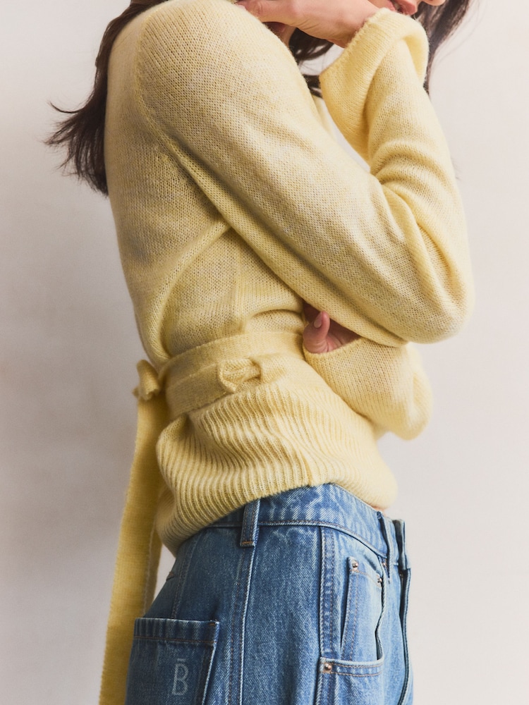 BHOEM Yellow Wrap Knit Cardigan - Imagen 4 de 4