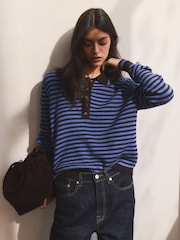BHOEM Long Sleeves Stripes Knit Blue Brown Jumper - Image 1 of 6