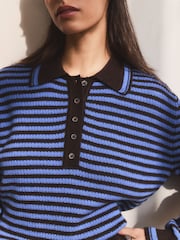 BHOEM Long Sleeves Stripes Knit Blue Brown Jumper - Image 3 of 6