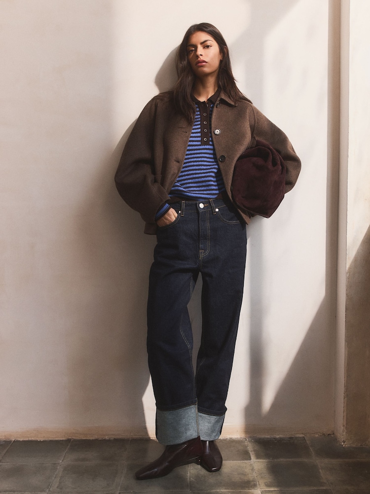 BHOEM Blue Brown Long Sleeve Stripes Knit Jumper - Image 5 of 5