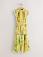 Kew Collection Yellow Floral - Bedrucktes Maxikleid mit hohem Ausschnitt und Stufen für besondere Anlässe - Bild 5 von 8
