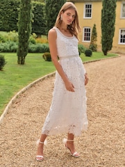 Love & Roses Ivory Lace Embellished Midi Dress - Image 1 of 4