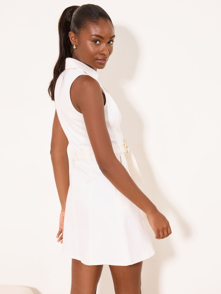 Buy Lipsy White Zip Through Denim Halter Mini Dress from Next USA