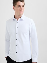 French Connection White Cotton Blend Slim Fit Long Sleeve Button-Up Shirt - Image 3 of 5