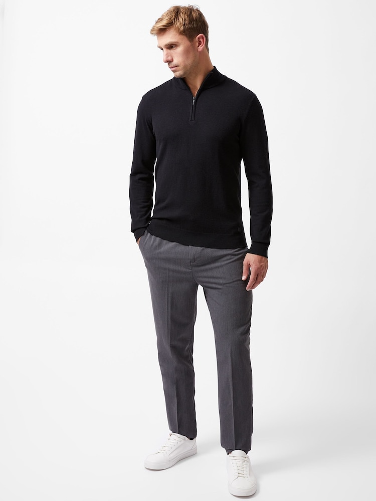French Connection Black ¼ Zip Knit Jumper - Image 2 of 5 French Connection Black ¼ Zip Knit Jumper - Image 2 of 5