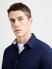 French Connection Blue Cotton Blend Slim Fit Long Sleeve Button-Up Shirt - Image 4 of 4