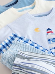 Blue/Ecru Seaside Woven Short Pyjamas 3 Pack (9mths-12yrs) - Image 10 of 10