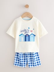 Blue/Ecru Seaside Woven Short Pyjamas 3 Pack (9mths-12yrs) - Image 5 of 10