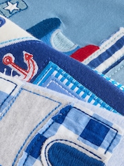 Blue/Ecru Seaside Woven Short Pyjamas 3 Pack (9mths-12yrs) - Image 9 of 10