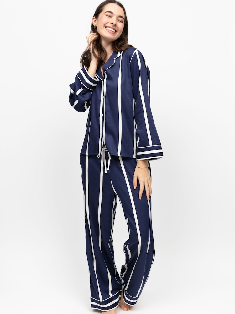 Fable and Eve Blue Wide Leg Long Sleeve Pyjamas Set - Image 1 of 4
