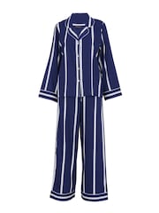 Fable and Eve Blue Wide Leg Long Sleeve Pyjamas Set - Image 4 of 4
