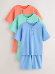 Blue/Green/Orange Pastel Plain - Pachet 3 de pijamale scurte (9luni-10ani) - Imaginea 1 din 7