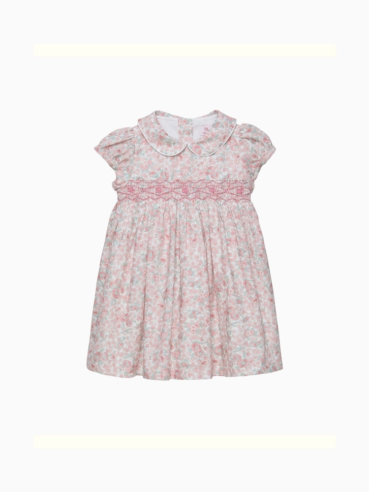 Trotters London Pink Arabella Floral Smocked Dress - Image 1 of 2 Trotters London Pink Arabella Floral Smocked Dress - Image 1 of 2