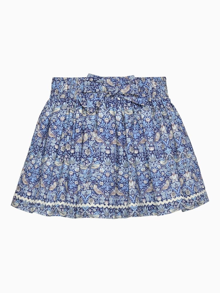 Trotters London Blue Strawberry Thief Bow Skirt - Image 1 of 2 Trotters London Blue Strawberry Thief Bow Skirt - Image 1 of 2