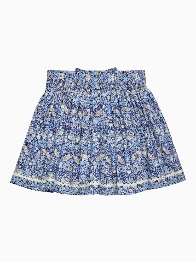 Trotters London Blue Strawberry Thief Bow Skirt - Image 2 of 2 Trotters London Blue Strawberry Thief Bow Skirt - Image 2 of 2