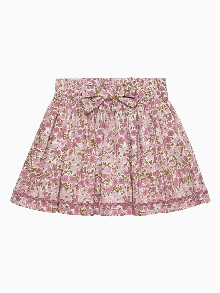 Trotters London Pink Poppy & Daisy Bow Skirt - Image 1 of 2 Trotters London Pink Poppy & Daisy Bow Skirt - Image 1 of 2