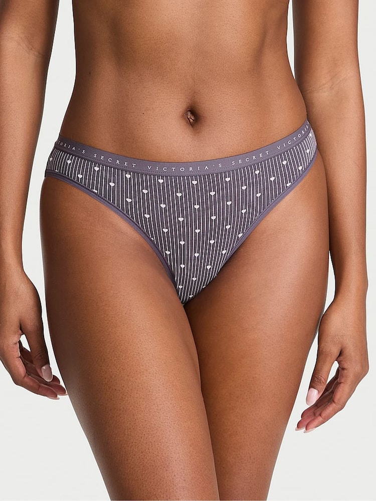Victoria's Secret Tornado Grey Heart Stripes Bikini Knickers - Image 1 of 2