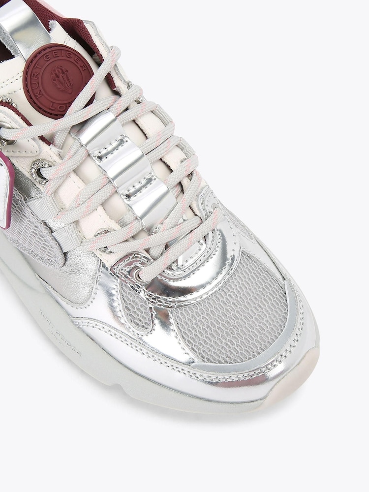 Kurt Geiger London Silver Chrome Kurt Runner Trainers - Image 4 of 4 Kurt Geiger London Silver Chrome Kurt Runner Trainers - Image 4 of 4