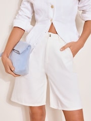 Lipsy White Bermuda Denim Shorts - Image 1 of 4