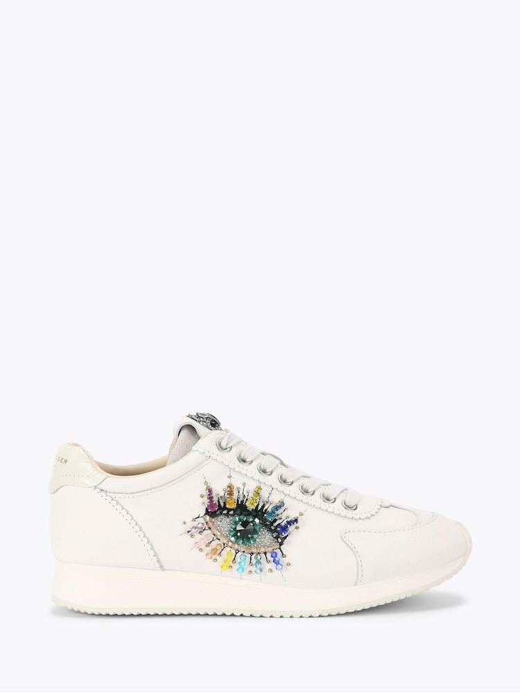 Kurt Geiger London Islington Pump Eye White Trainers - Image 1 of 4 Kurt Geiger London Islington Pump Eye White Trainers - Image 1 of 4