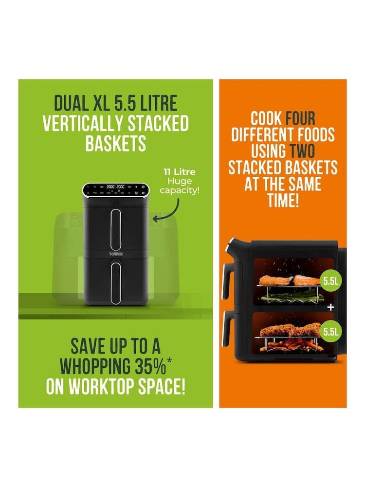 Tower Black Vortx XL Dual Layer Air Fryer - Image 2 of 6