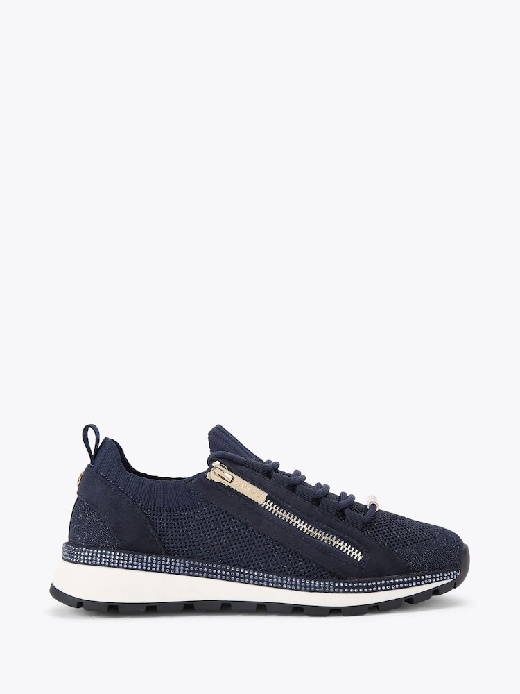 Carvela Comfort Blue Pace Zip Knit Trainers - Image 1 of 4