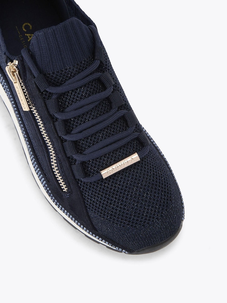 Carvela Comfort Blue Pace Zip Knit Trainers - Image 4 of 4