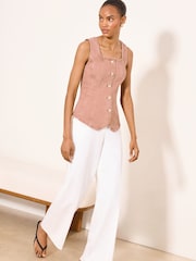 Rose poudré - Lipsy Square Neck Denim Waistcoat - Image 3 de 4