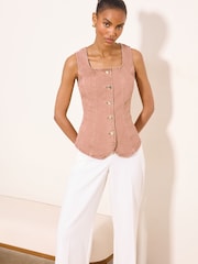 Rose poudré - Lipsy Square Neck Denim Waistcoat - Image 4 de 4