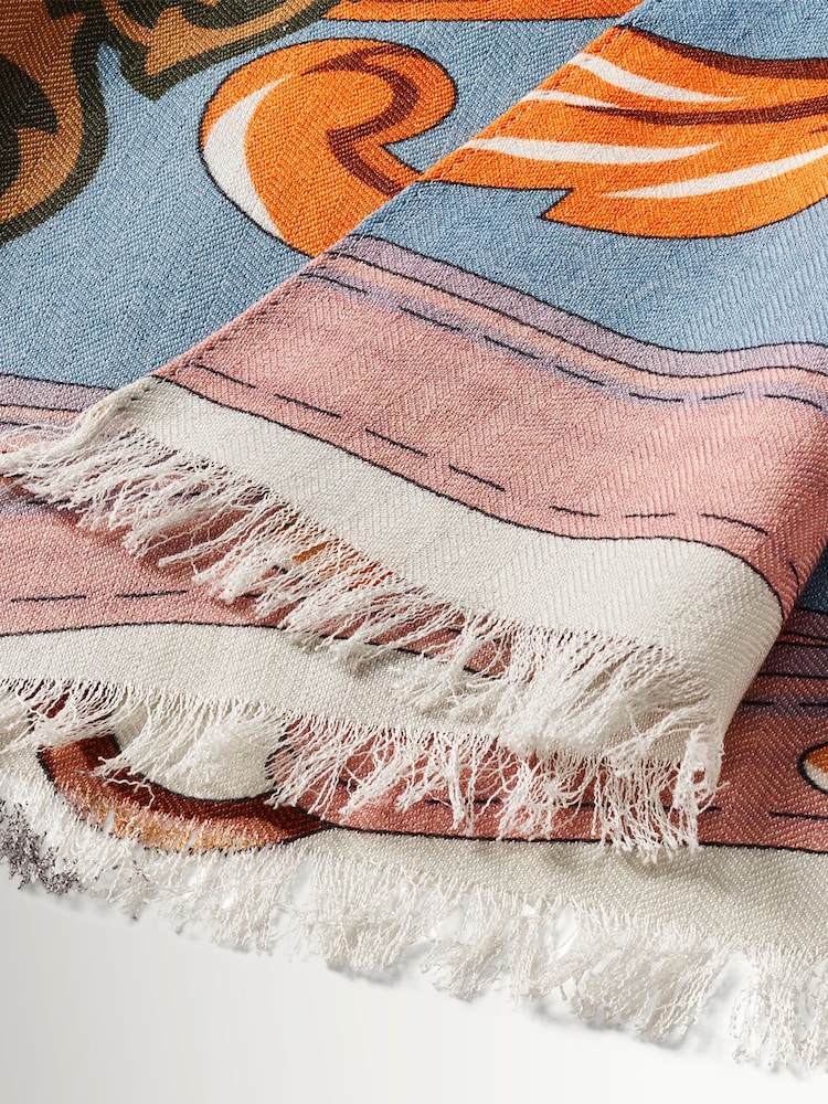 Aspinal of London Orange Large Merino Scarf - Image 4 of 4