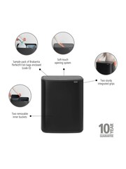 Brabantia Matt Black Bo Touch Bin 2 x 30L - Image 2 of 6