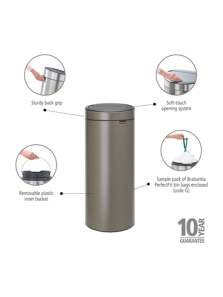 Brabantia Platinum Touch Bin New 30L - Image 2 of 6