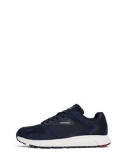 Tommy Hilfiger Blue Cleat Mixed Texture Waterproof Suede Trainers - Image 2 of 7