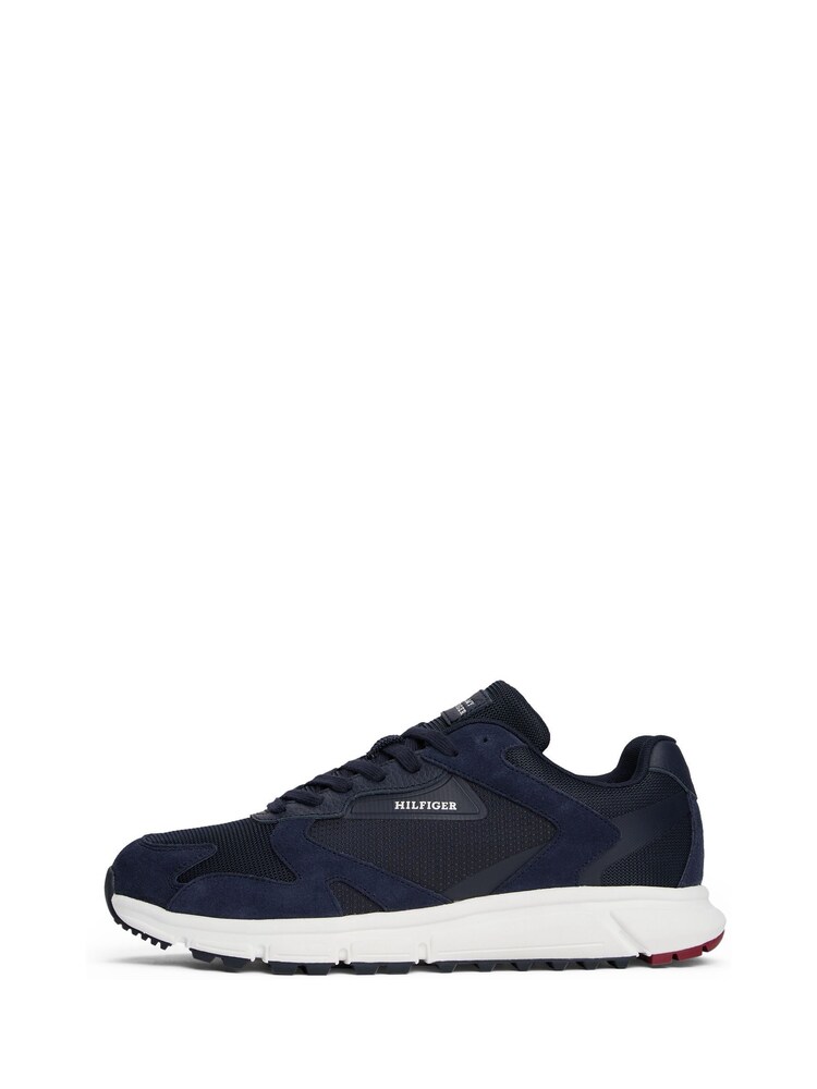 Tommy Hilfiger Blue Cleat Mixed Texture Waterproof Suede Trainers - Image 2 of 7 Tommy Hilfiger Blue Cleat Mixed Texture Waterproof Suede Trainers - Image 2 of 7
